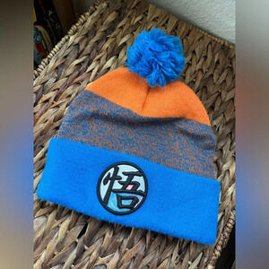 Dragonball Z Goku Embroidered Appliqué Beanie Winter Pom Pom Ski hat anime